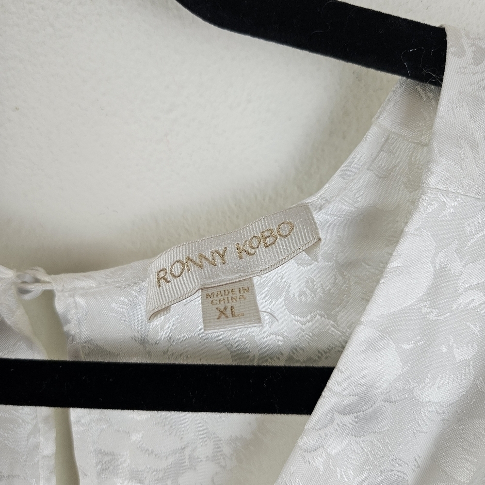 Ronny Kobo Lilian Satin Asymmetrical White Dress Size XL NWT - Picture 8 of 12